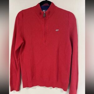 Vineyard Vines 1/4 Zip Boys Large pullover Red Solid Long Sleeve Pima Cotton